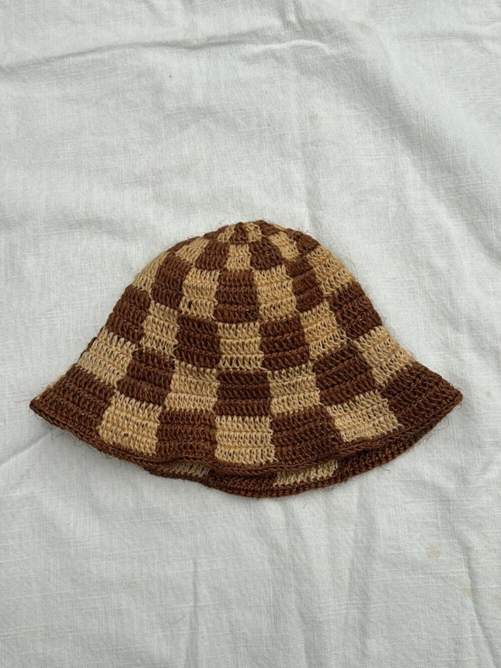 Minga Checker Crochet Bucket Hat
